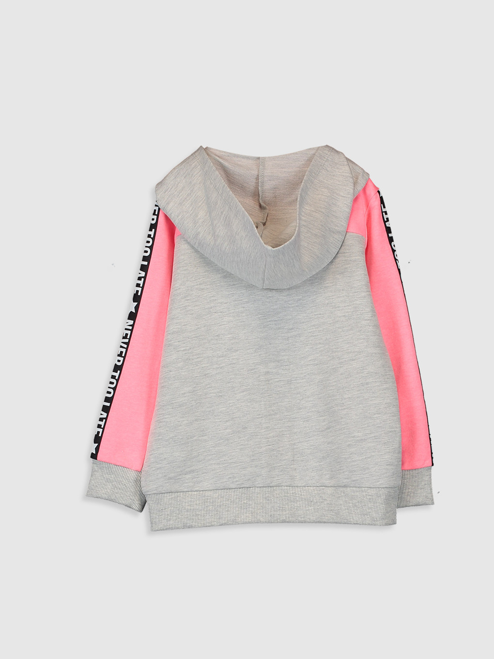 Beyaz Uzun Kollu Kız Çocuk Fermuarlı Sweatshirt-1