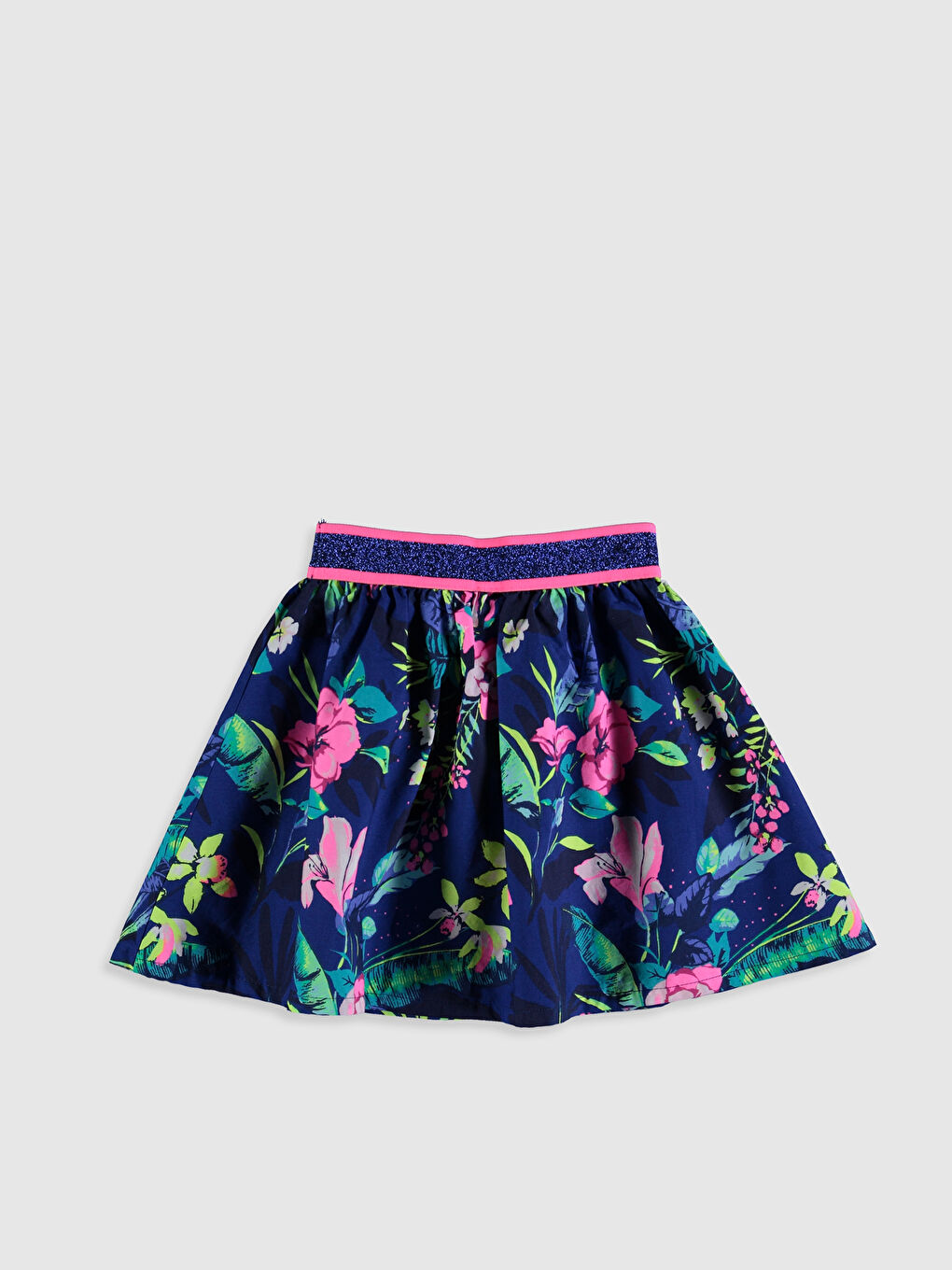 Jupe Fille en Popeline Imprimée à Taille Élastique-1