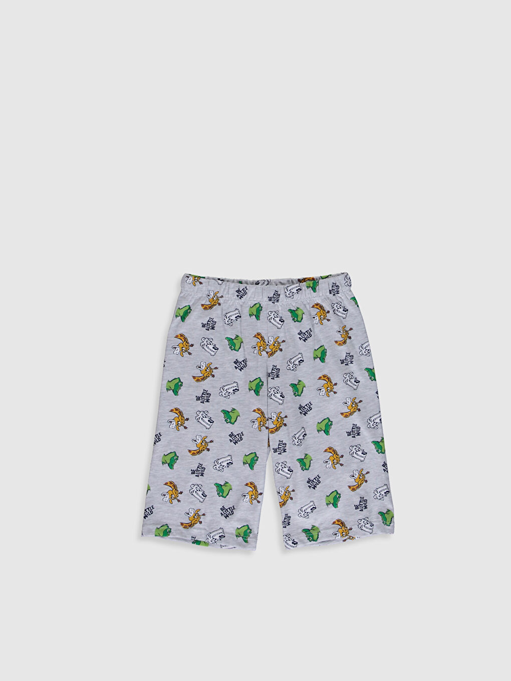 Gri Bisiklet Yaka Kısa Kollu Erkek Çocuk Pijama Takım-3