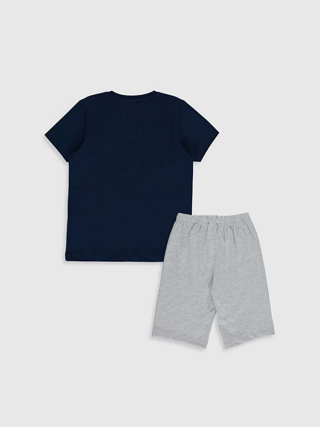 Gri Bisiklet Yaka Kısa Kollu Erkek Çocuk Pijama Takım-1