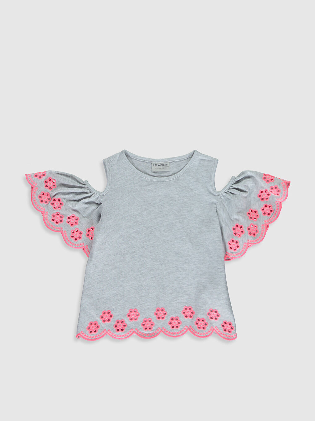 Beyaz Bisiklet Yaka Kısa Kollu Kız Çocuk Tişört