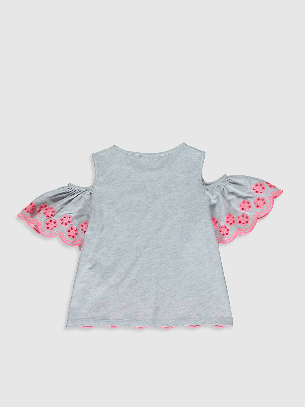 Beyaz Bisiklet Yaka Kısa Kollu Kız Çocuk Tişört-1