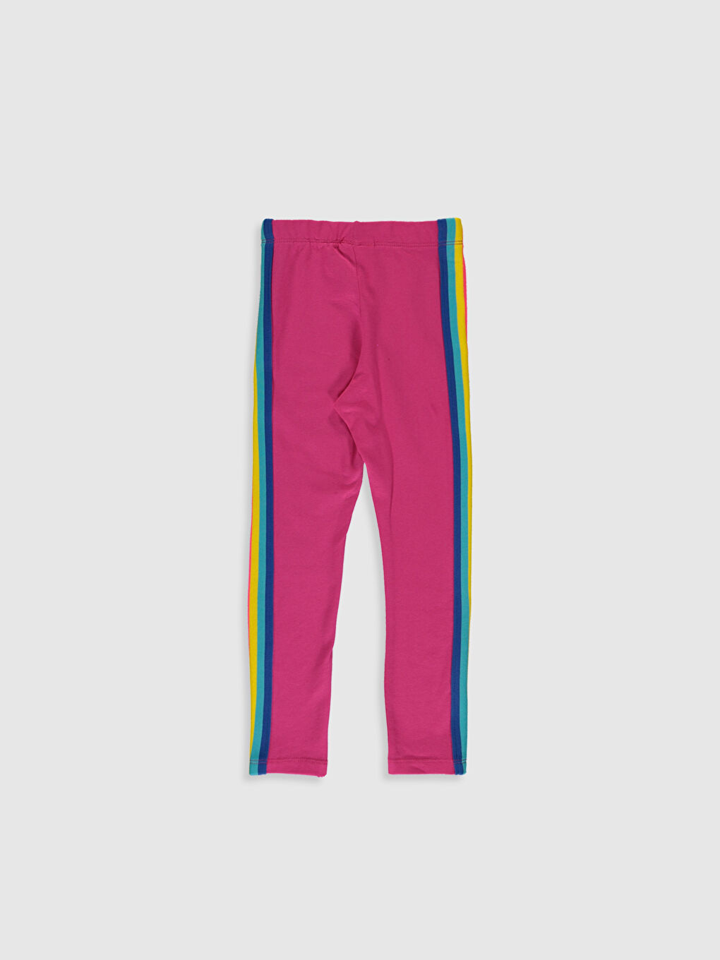 Fuşya Beli Lastikli Yanları Şeritli Pamuklu Kız Çocuk Tayt-1