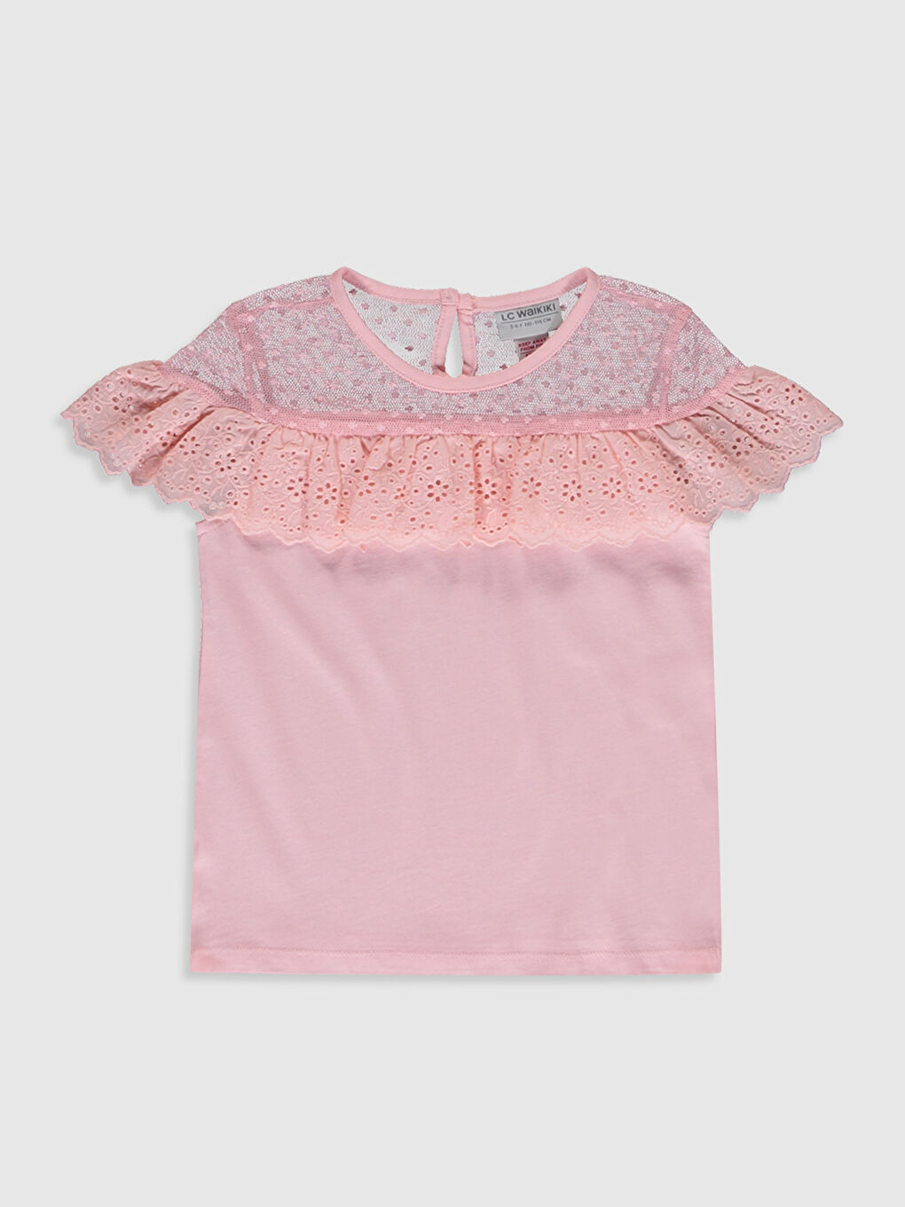 Pembe Bisiklet Yaka Kısa Kollu Kız Çocuk Tişört