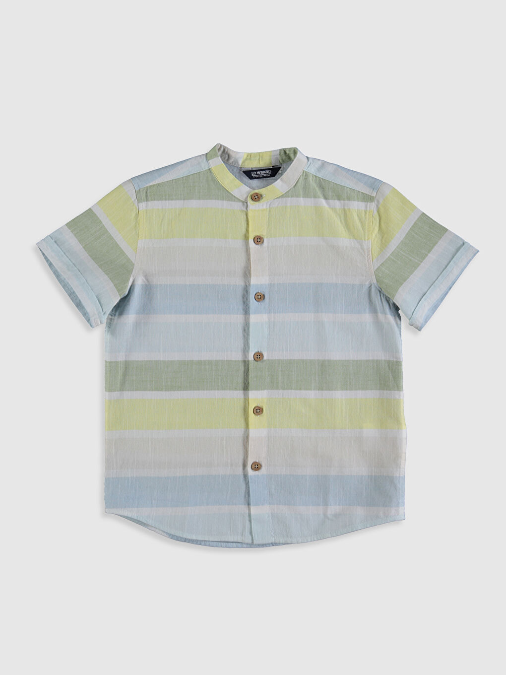 Mavi Hakim Yaka Kısa Kollu Poplin Erkek Çocuk Gömlek