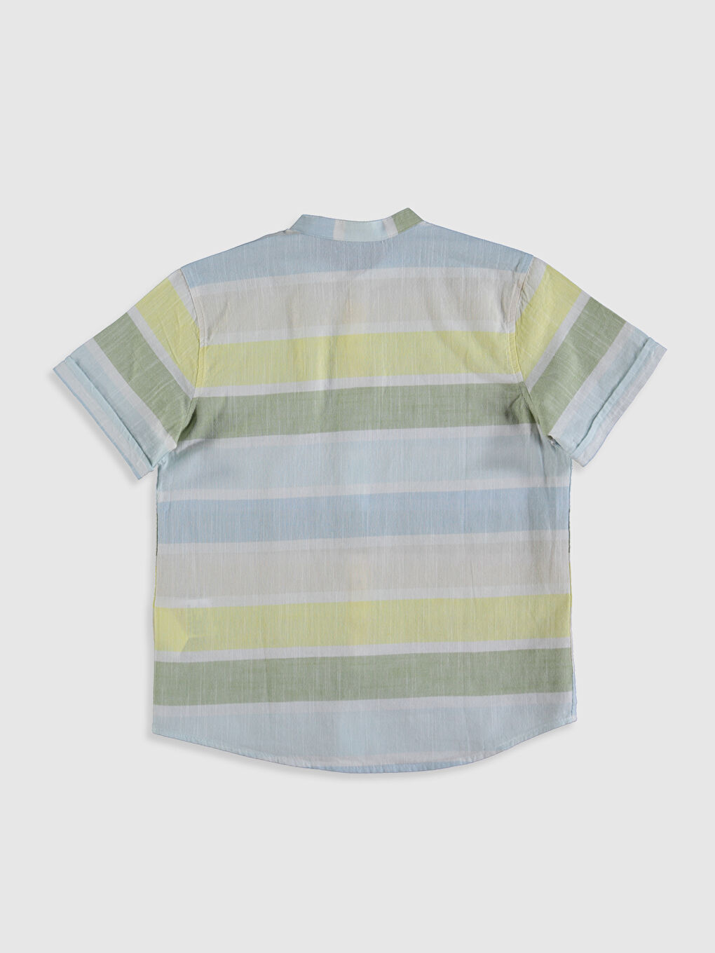 Mavi Hakim Yaka Kısa Kollu Poplin Erkek Çocuk Gömlek-1