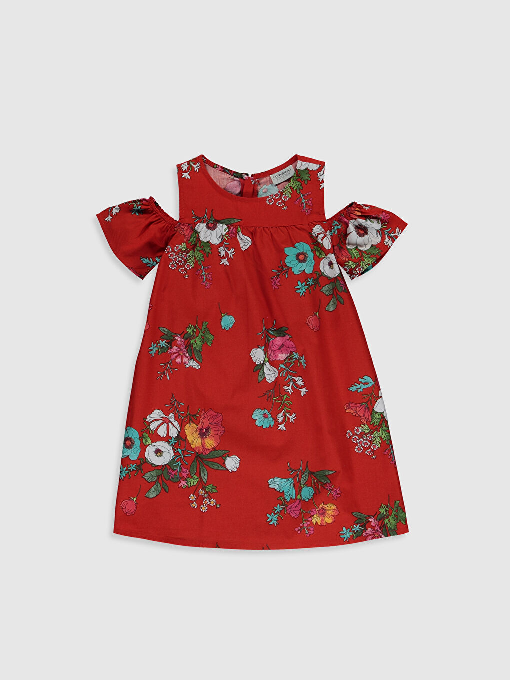 Kırmızı Bisiklet Yaka Kısa Kollu Kız Çocuk Elbise