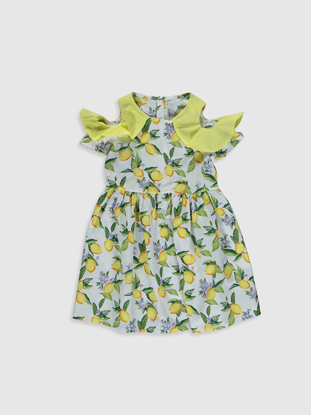 Beyaz Bisiklet Yaka Kısa Kollu Kız Çocuk Elbise