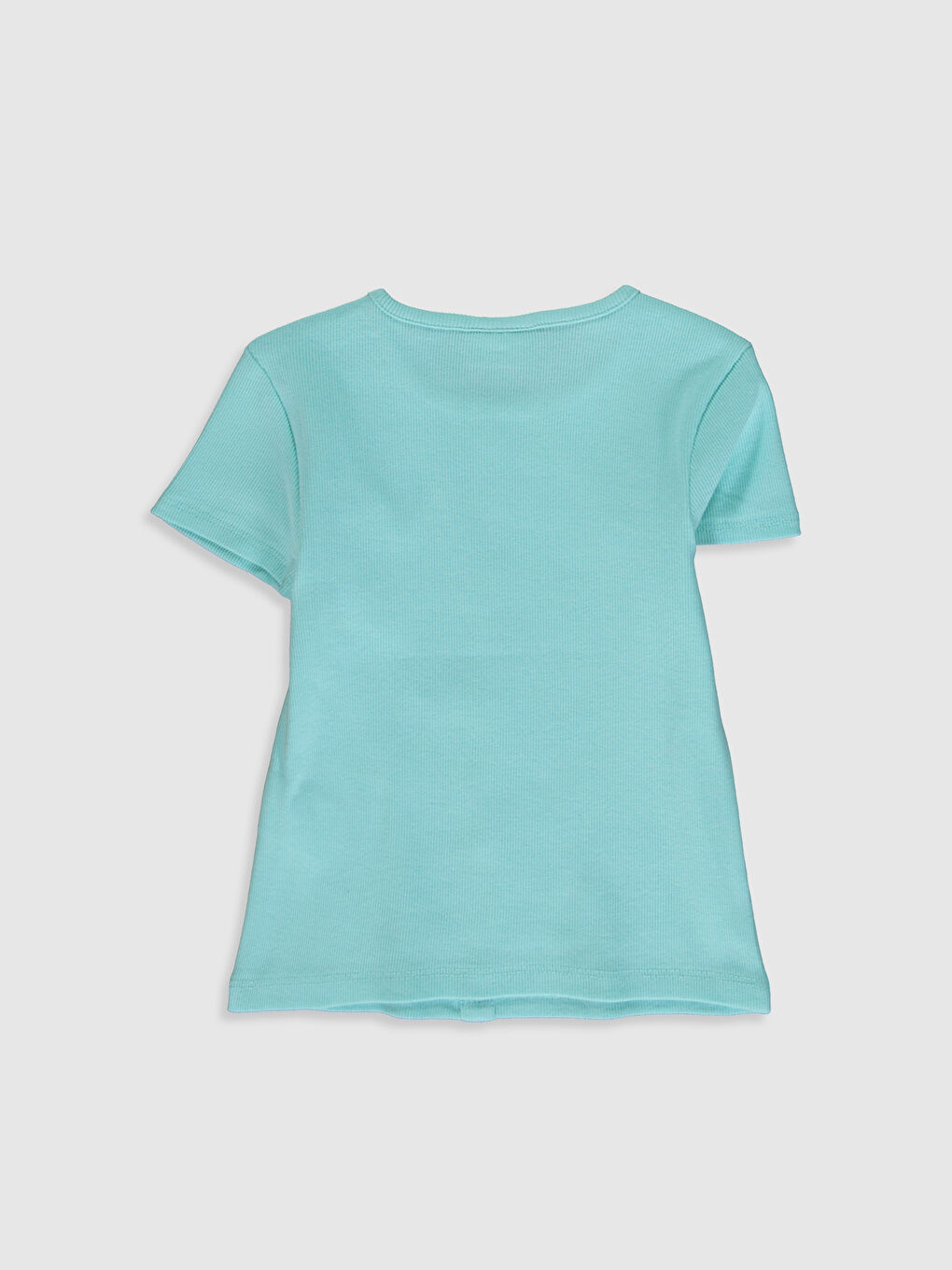 Turkuaz Bisiklet Yaka Kısa Kollu Kız Çocuk Tişört-1