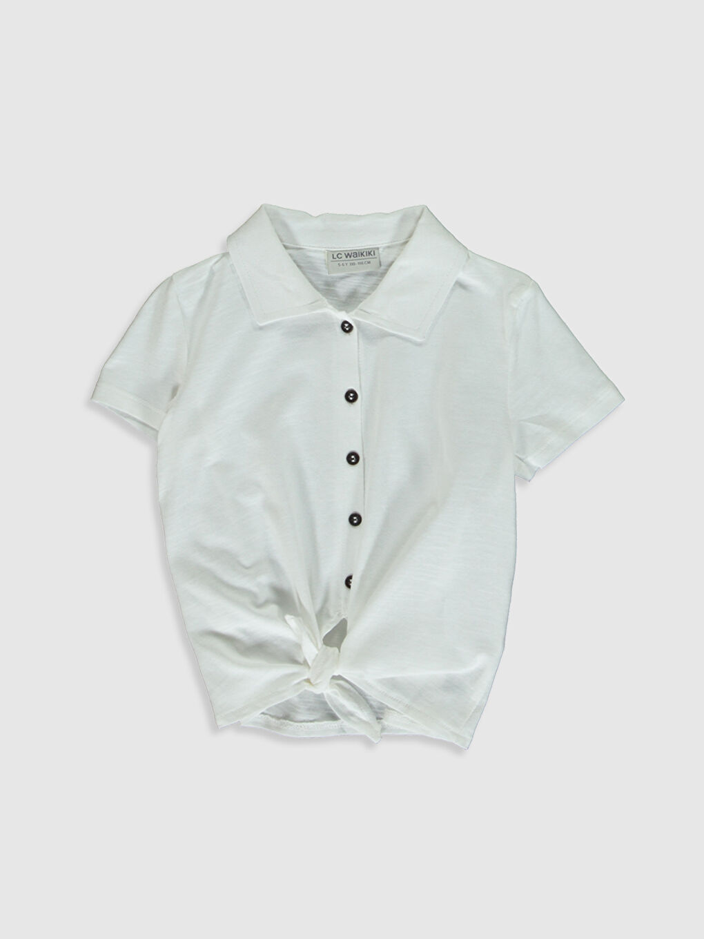 Basic Short Sleeve Shirt Collar Girl Shirt