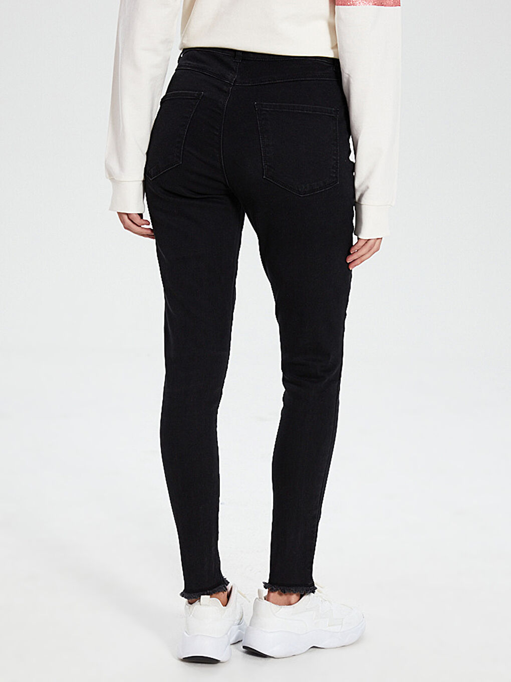 Siyah Skinny Fit İşlemeli Kadın Jean Pantolon Anne Kız Kombini-2