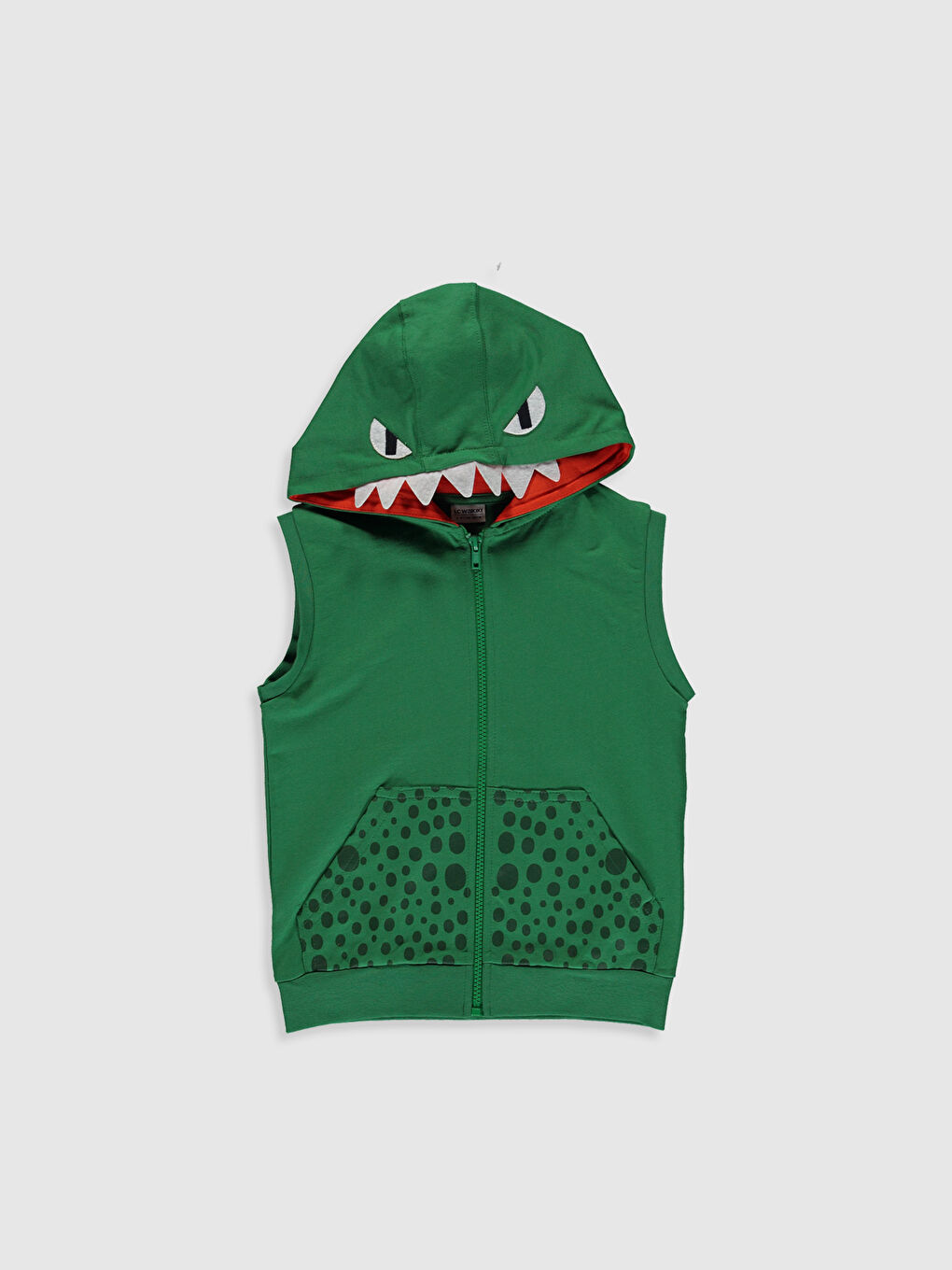 Yeşil Kapüşonlu Erkek Çocuk Yelek