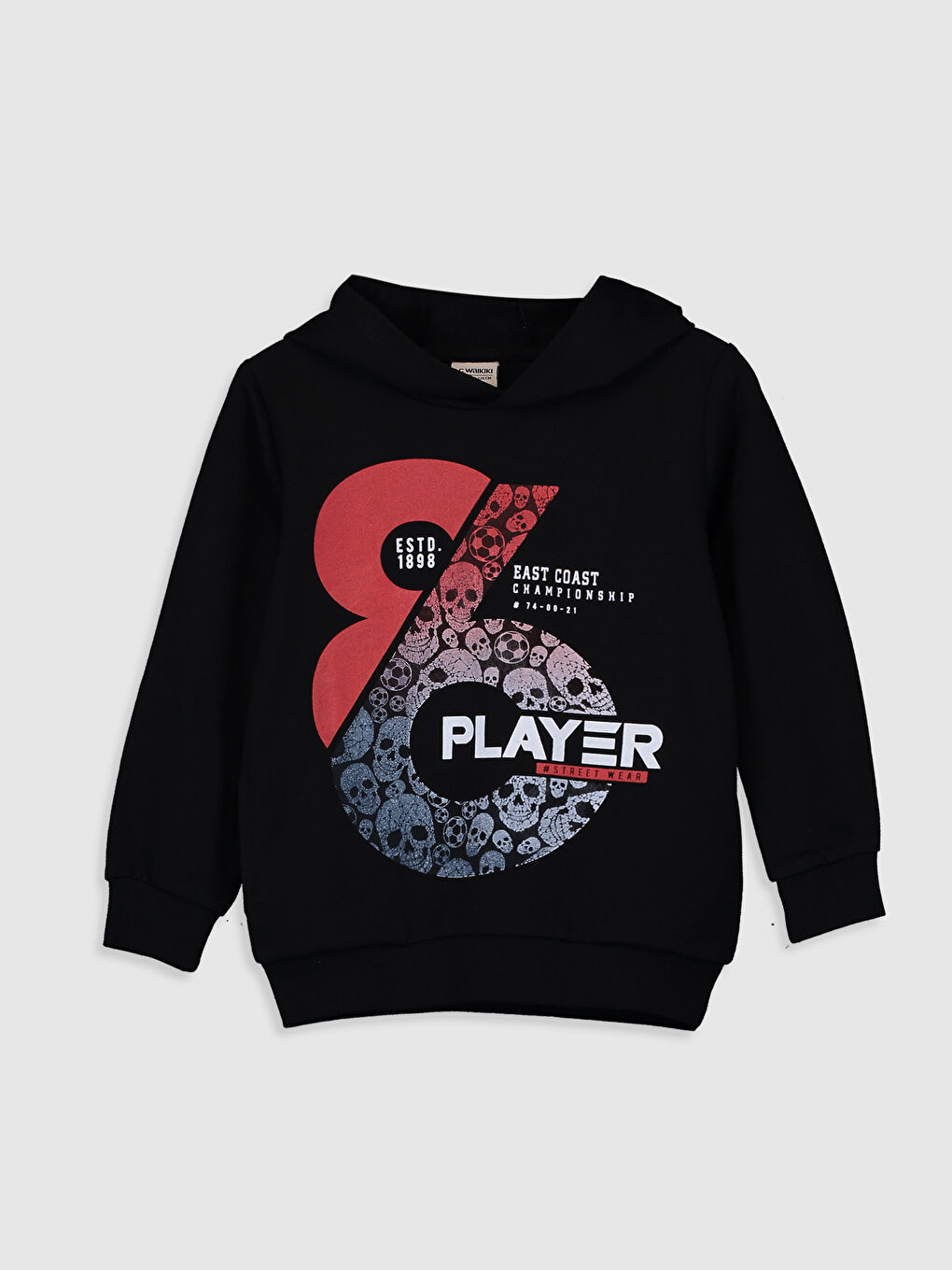 Siyah Kapüşonlu Uzun Kollu Erkek Çocuk Sweatshirt