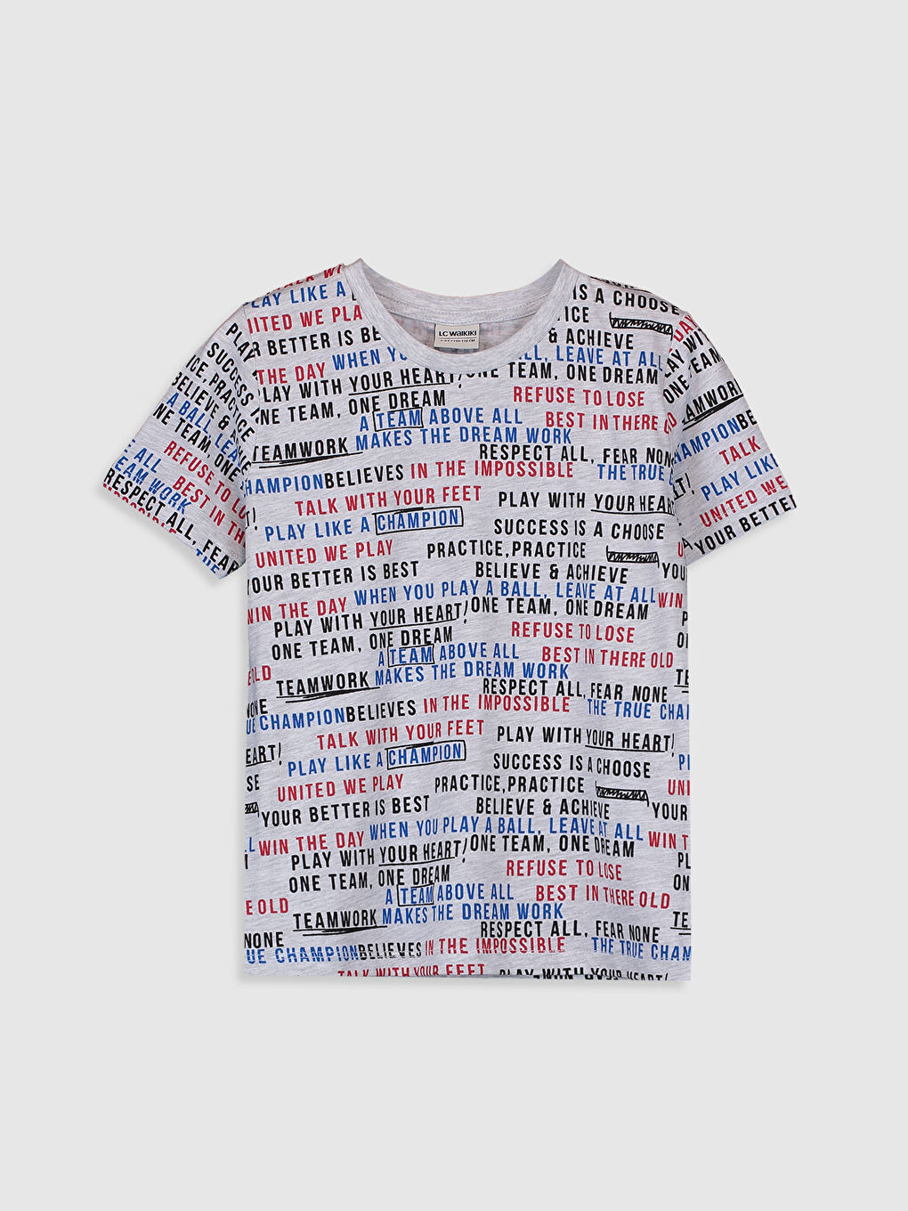 Gri Bisiklet Yaka Kısa Kollu Erkek Çocuk Tişört