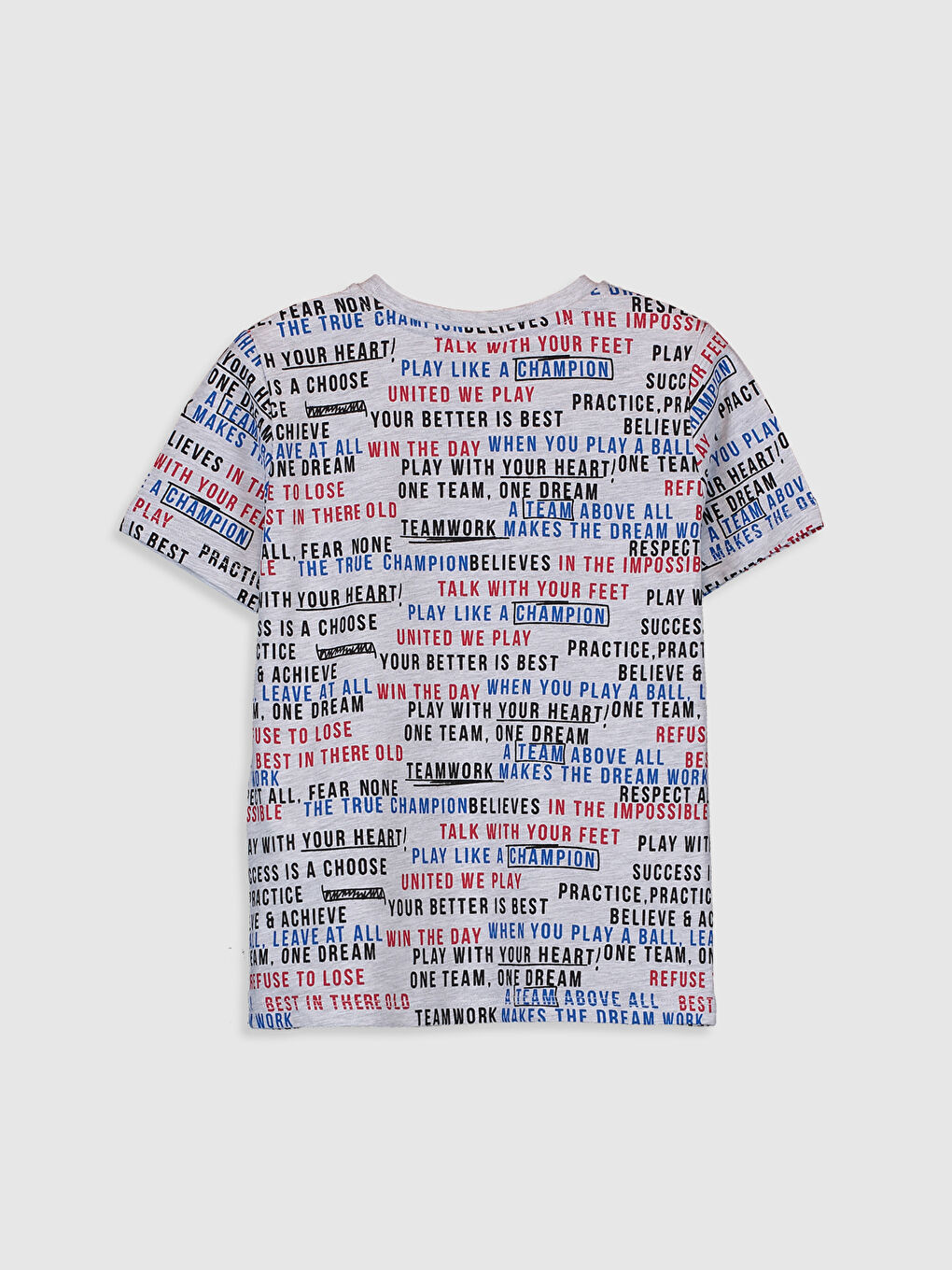 Gri Bisiklet Yaka Kısa Kollu Erkek Çocuk Tişört-1