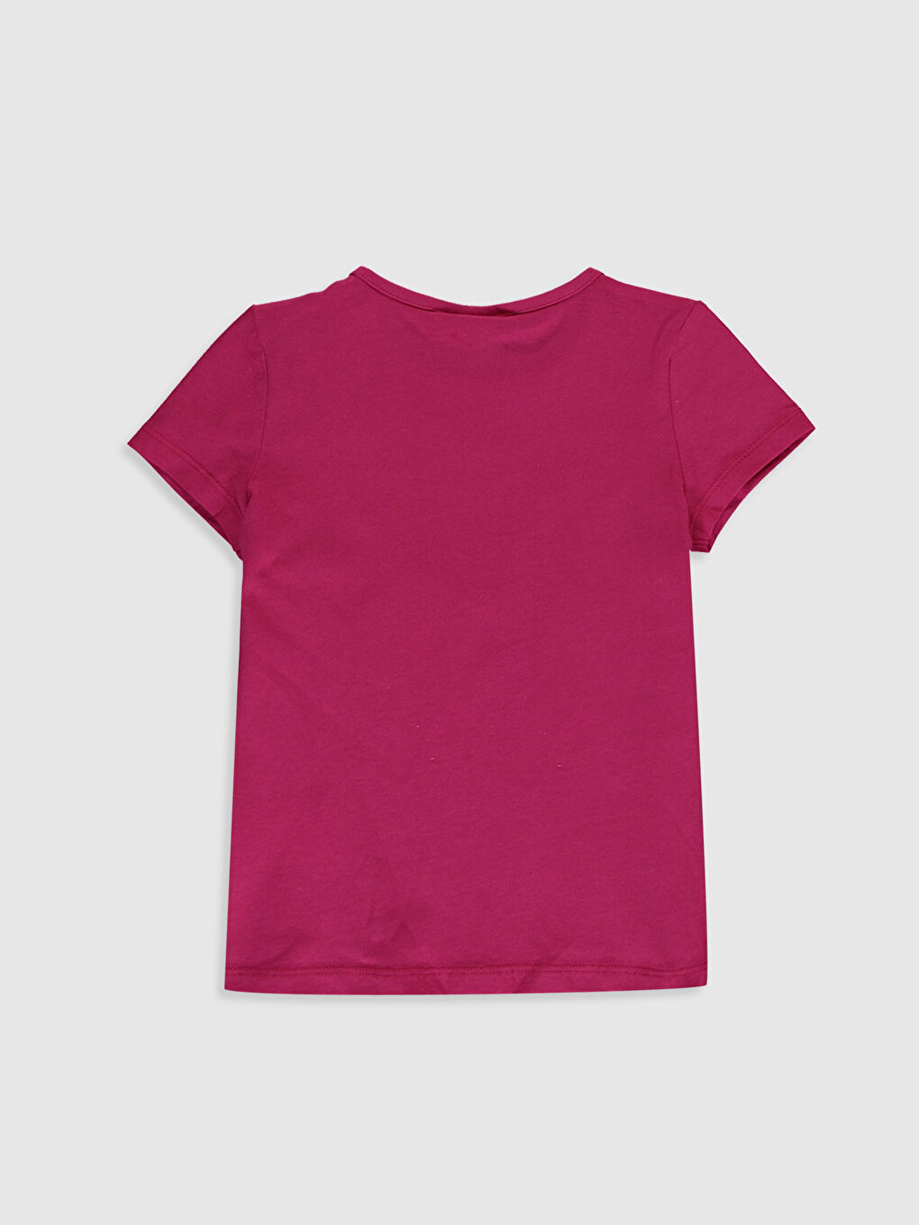 Fuşya Bisiklet Yaka Kısa Kollu Kız Çocuk Tişört-1