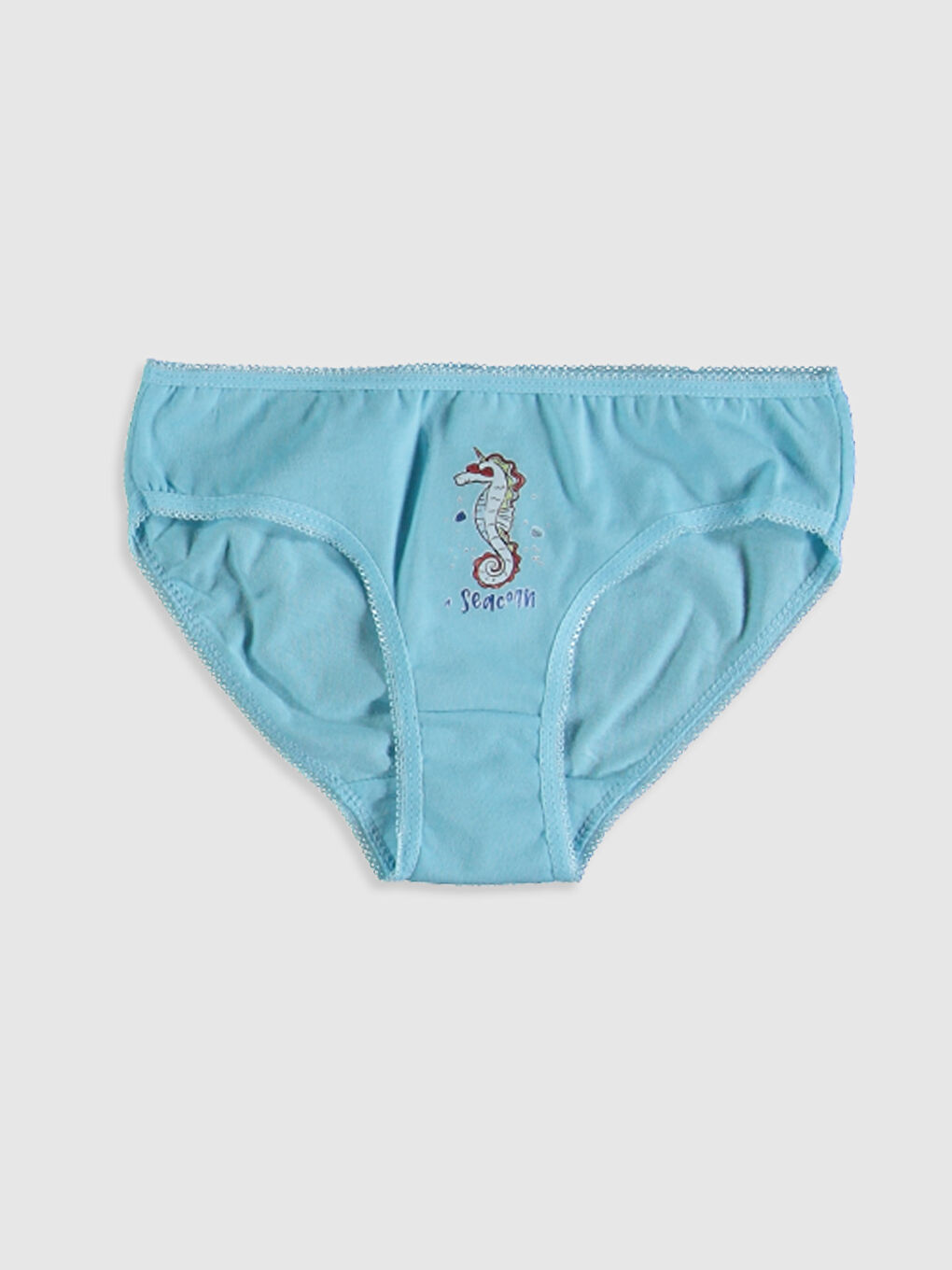 Mavi Baskılı Pamuklu Kız Çocuk Külot 4'lü-1