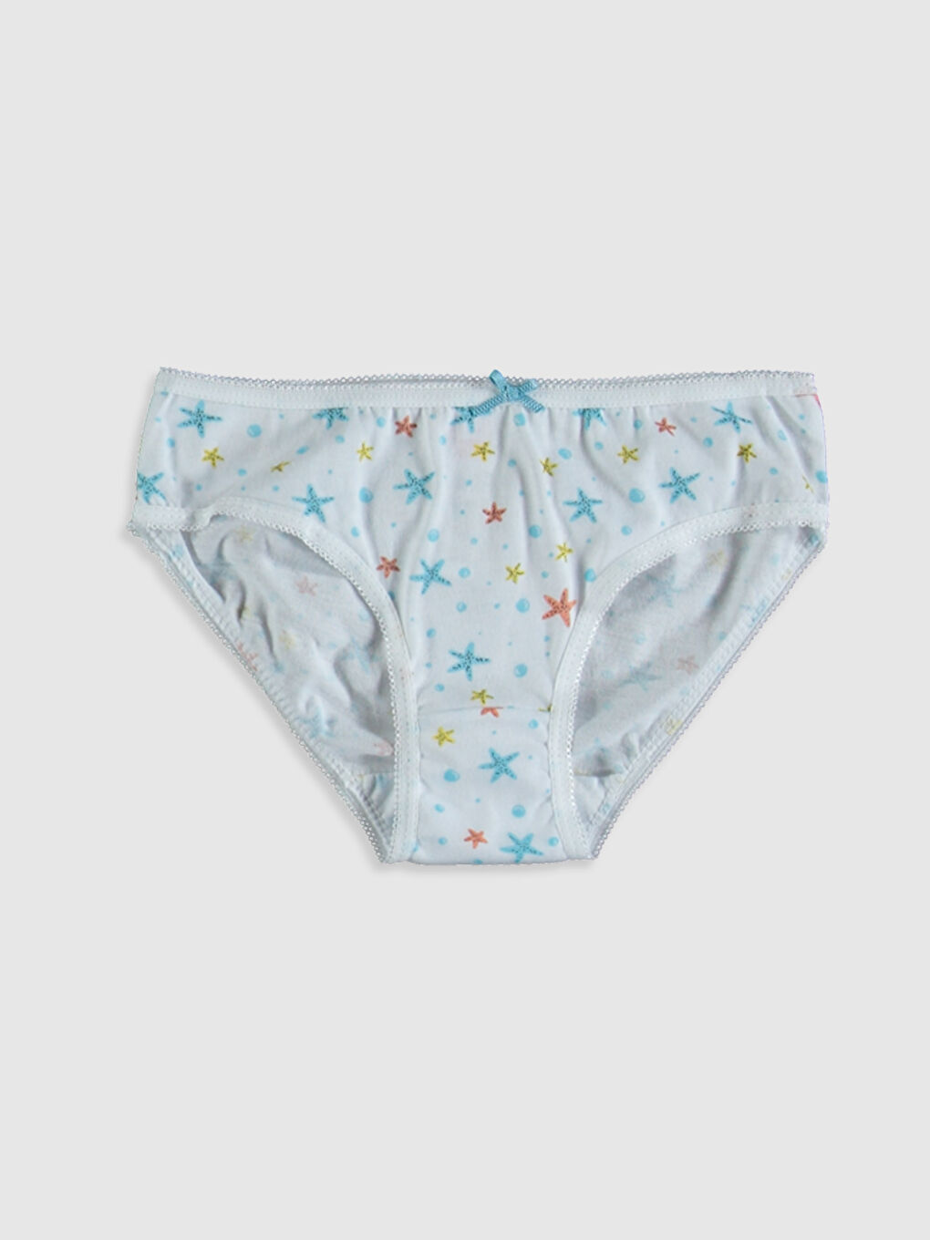 Mavi Baskılı Pamuklu Kız Çocuk Külot 4'lü-4