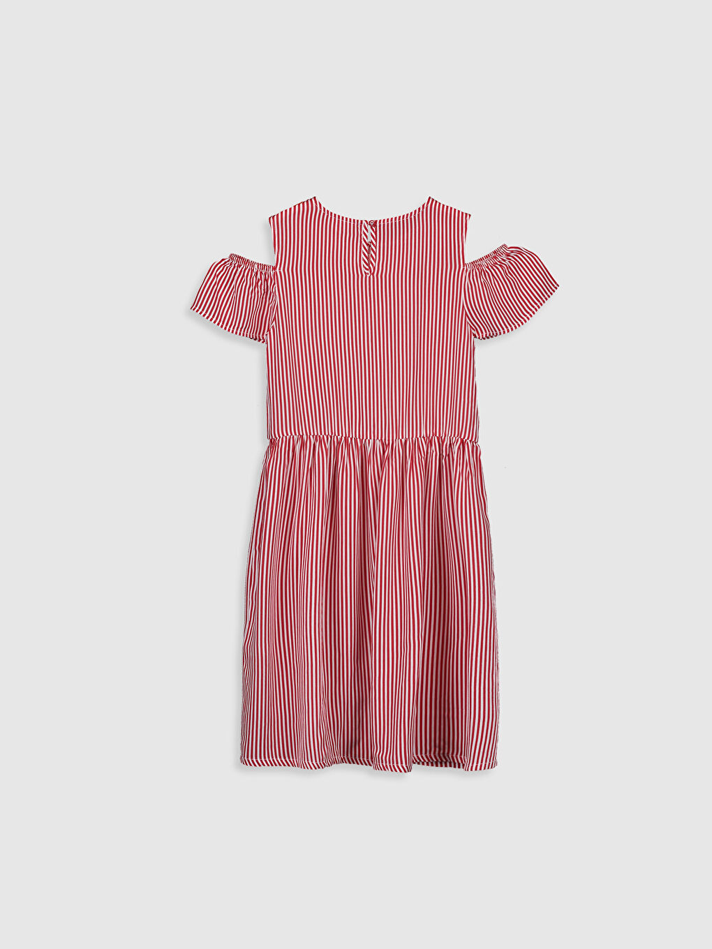 Kırmızı Bisiklet Yaka Kısa Kollu Kız Çocuk Elbise-1