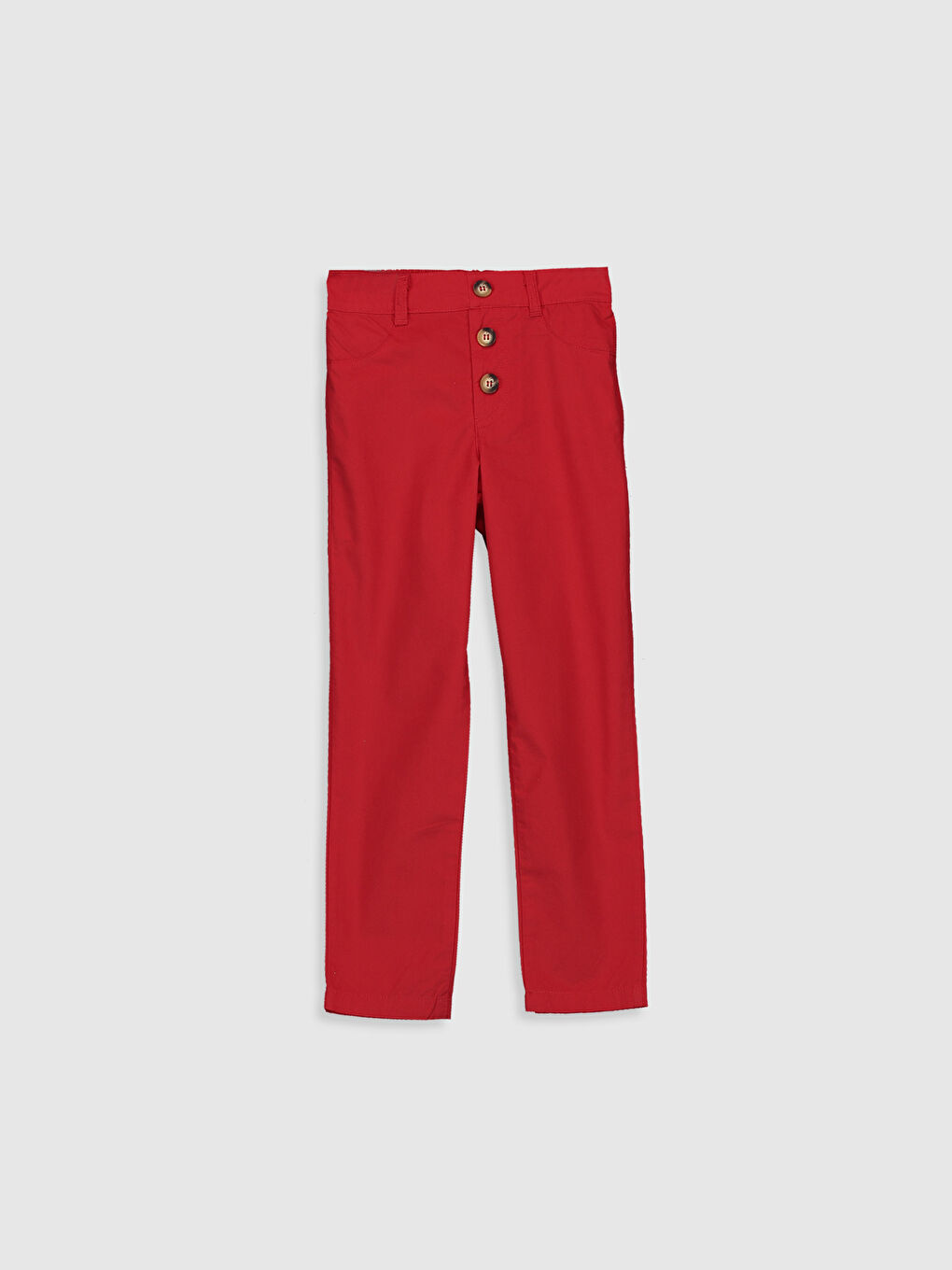 Kırmızı Beli Lastikli Kız Çocuk Pantolon