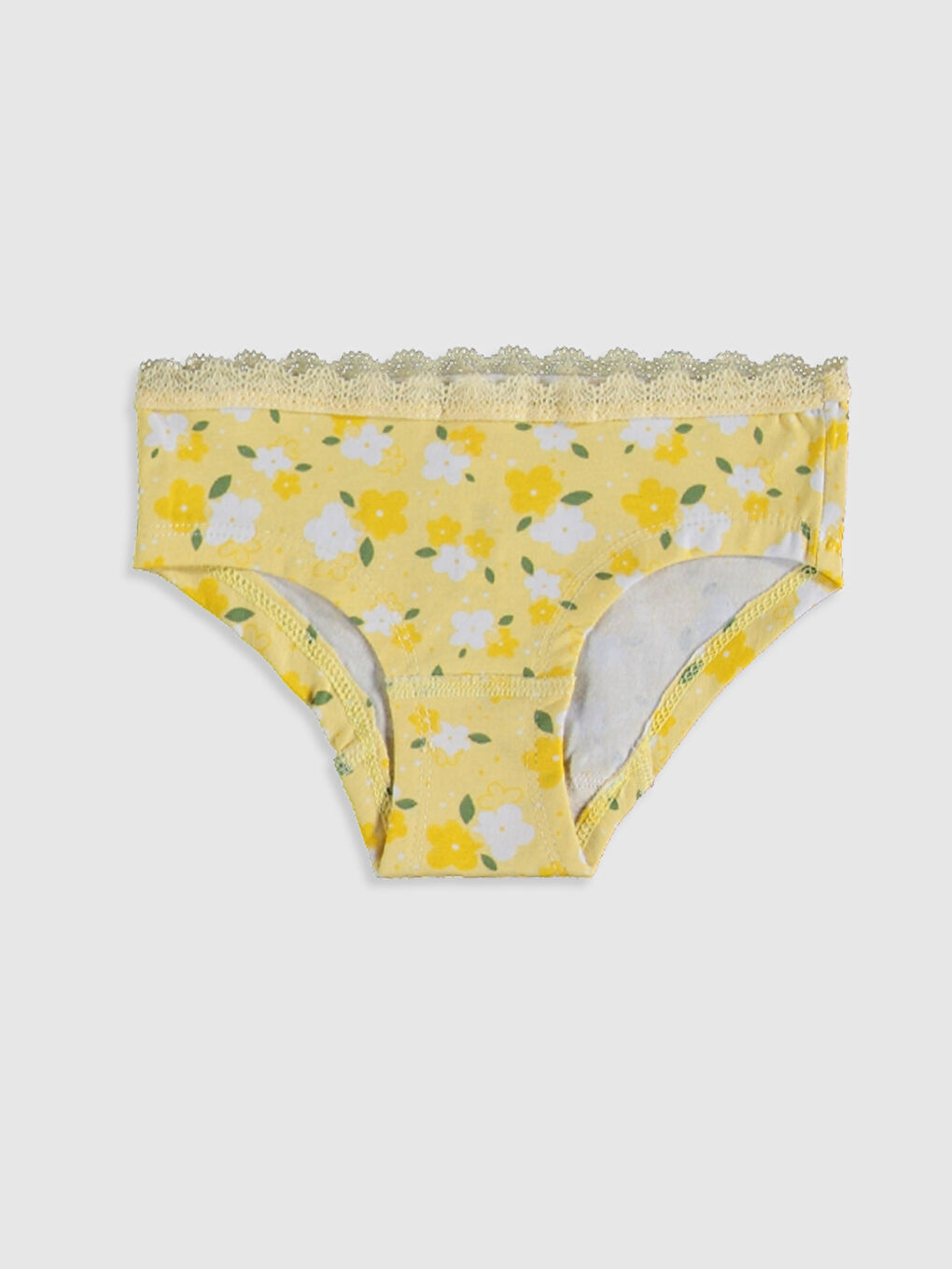 Beyaz Baskılı Pamuklu Kız Çocuk Külot 3'lü-1