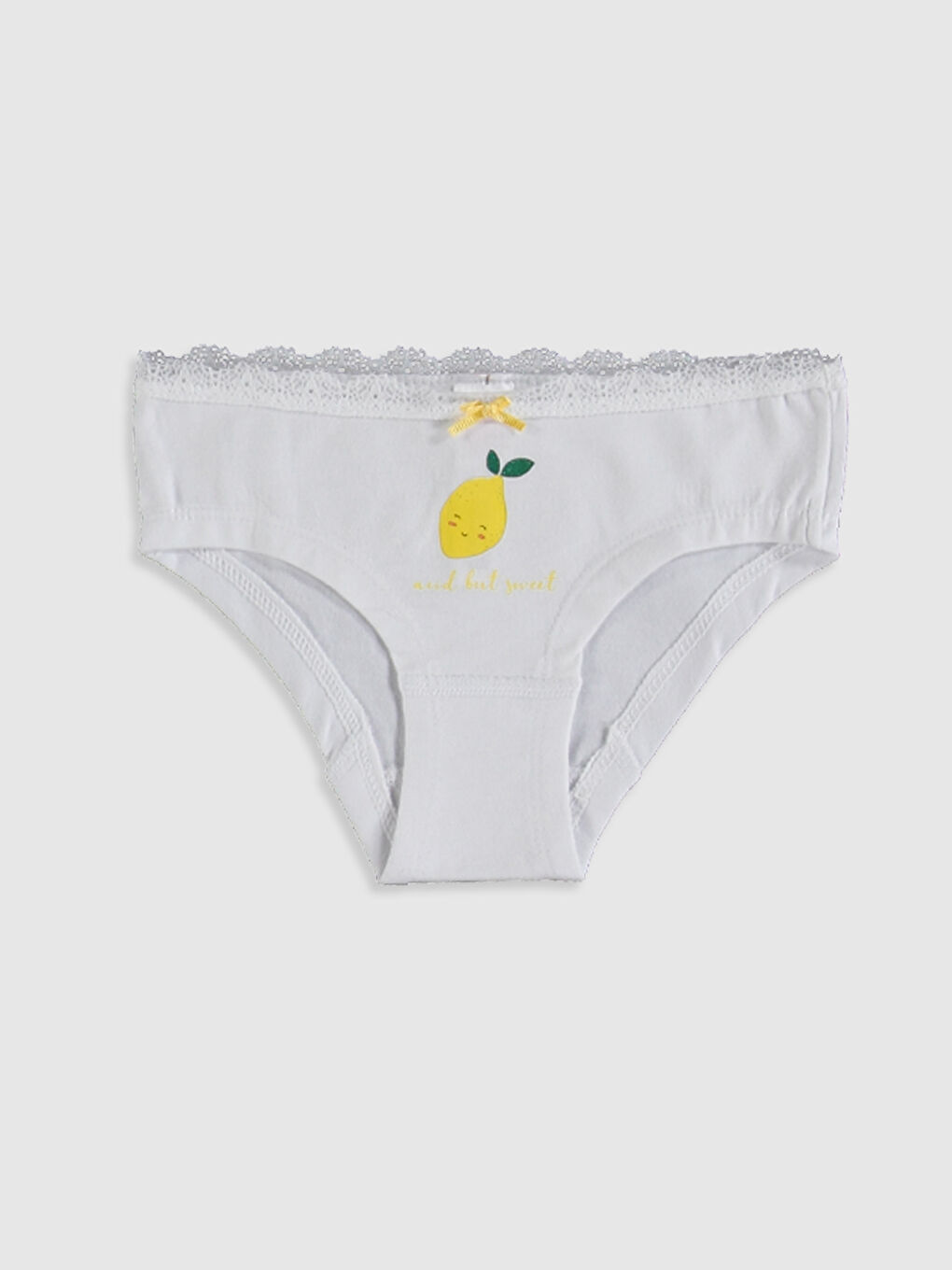 Beyaz Baskılı Pamuklu Kız Çocuk Külot 3'lü-2