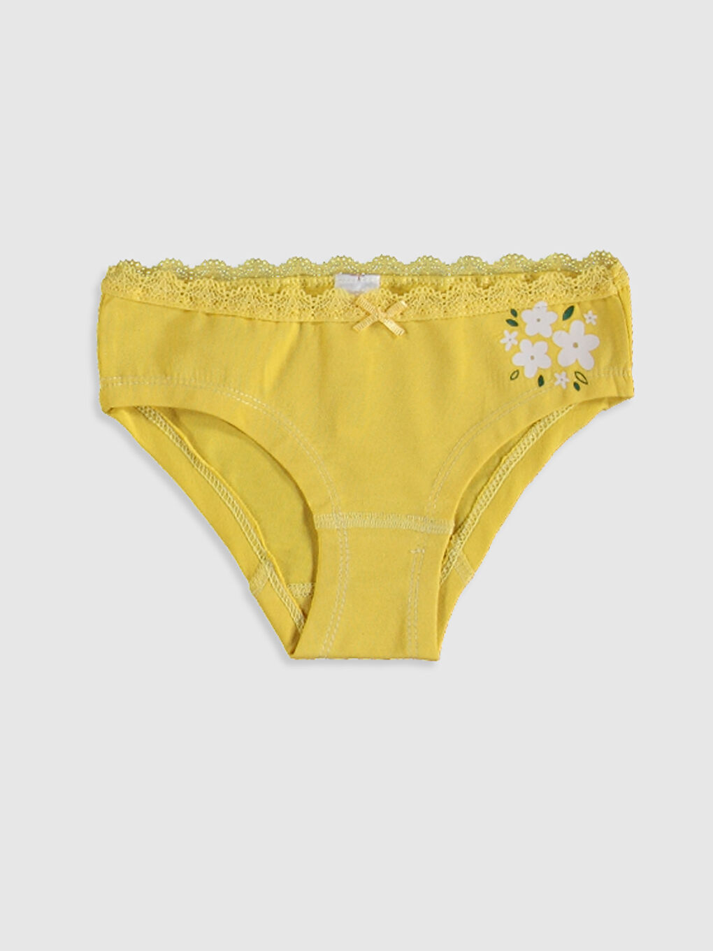 Beyaz Baskılı Pamuklu Kız Çocuk Külot 3'lü-3