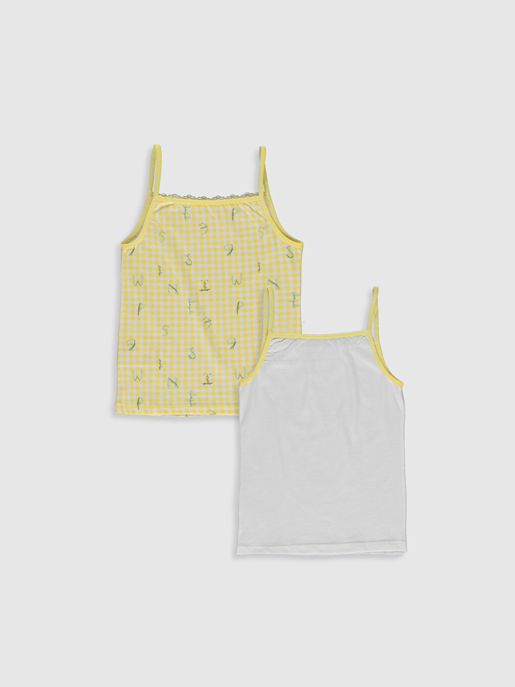 Square Collar Printed Strappy Girls' Vest 2 Pack-1