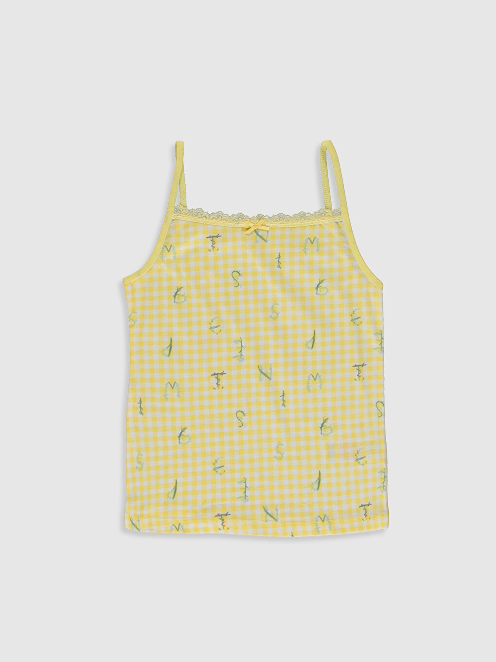 Square Collar Printed Strappy Girls' Vest 2 Pack-3