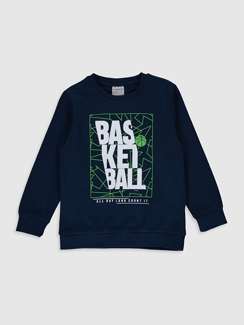 Lacivert Bisiklet Yaka Uzun Kollu Erkek Çocuk Tişört