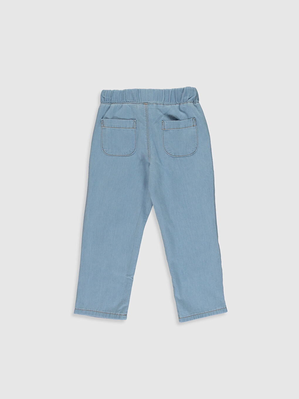 İndigo Beli Lastikli Kız Çocuk Jean Pantolon-2