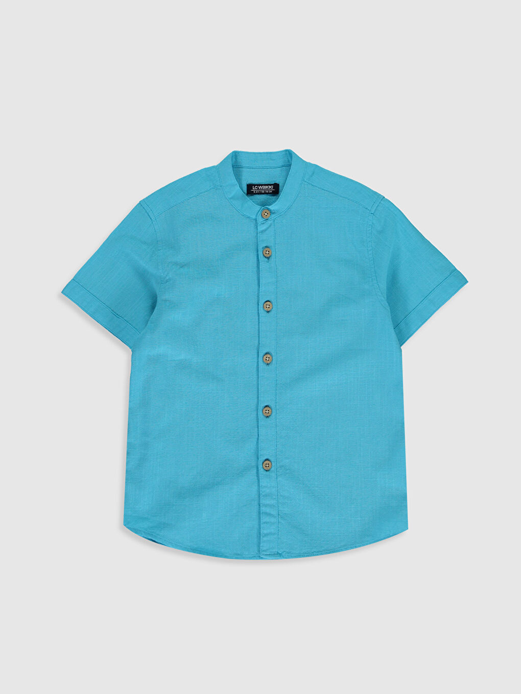Turkuaz Hakim Yaka Kısa Kollu Poplin Erkek Çocuk Gömlek