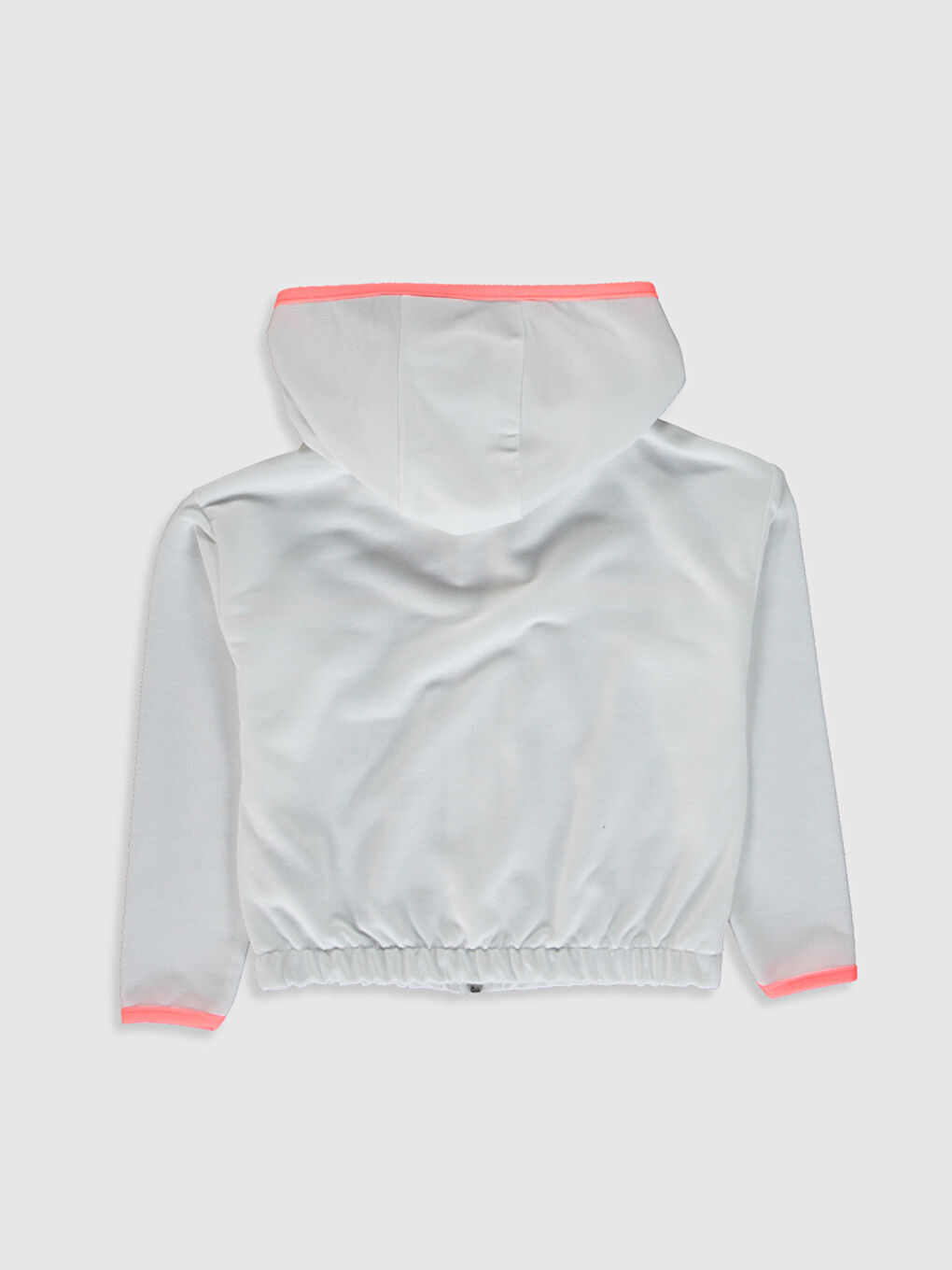 Beyaz Uzun Kollu Kız Çocuk Fermuarlı Sweatshirt-1