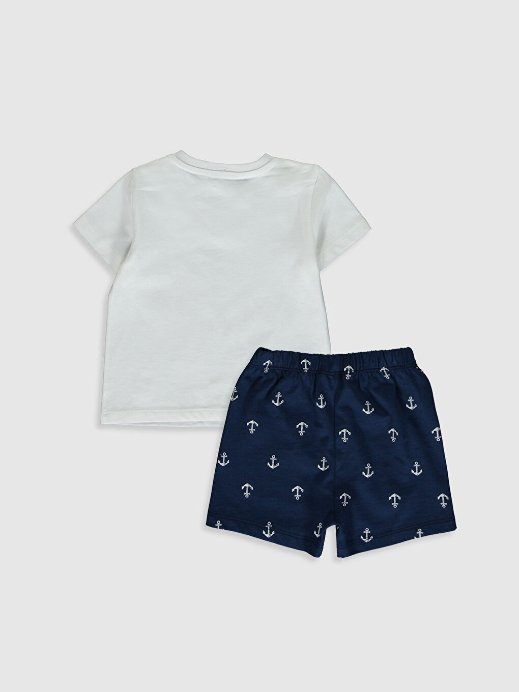 Beyaz Bisiklet Yaka Kısa Kollu Erkek Çocuk Pijama Takım-6