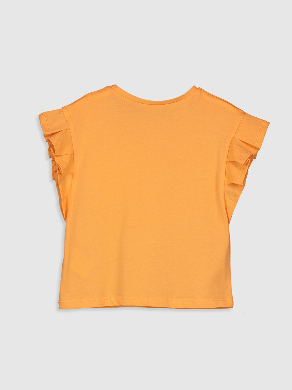 Turuncu Bisiklet Yaka Kısa Kollu Kız Çocuk Tişört-1