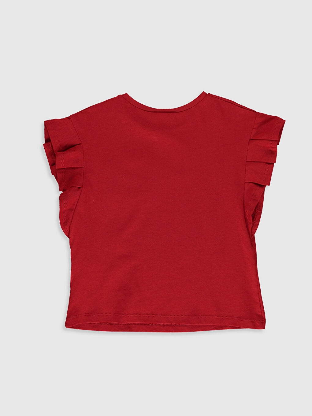 Kırmızı Bisiklet Yaka Kısa Kollu Kız Çocuk Tişört-1