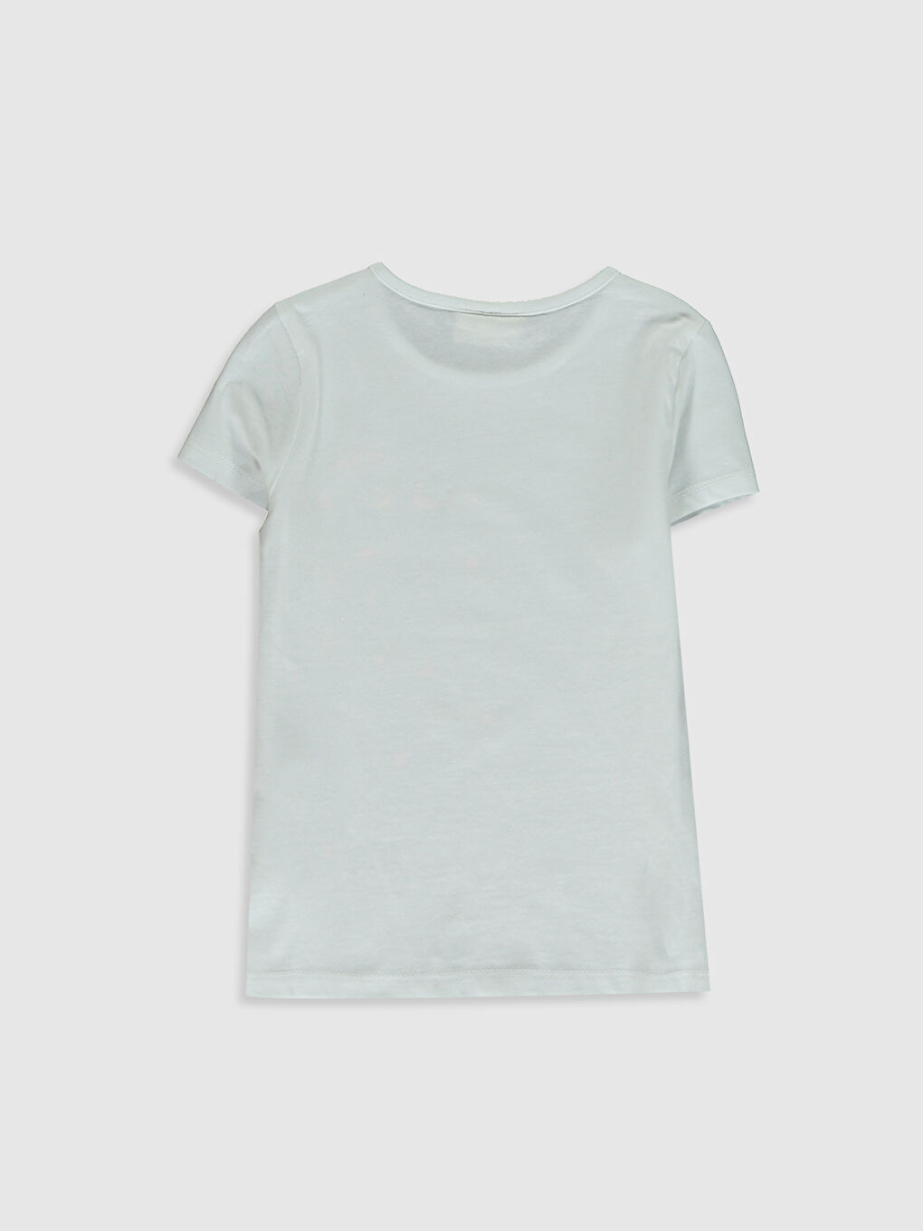 Beyaz Bisiklet Yaka Kısa Kollu Kız Çocuk Tişört-1