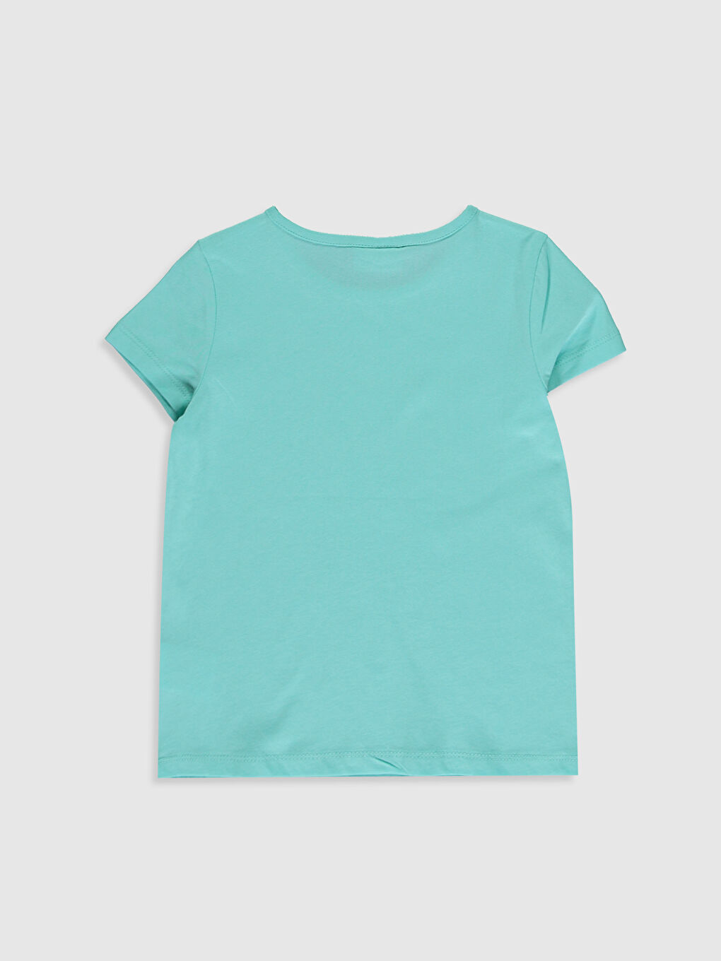 Turkuaz Bisiklet Yaka Kısa Kollu Kız Çocuk Tişört-1