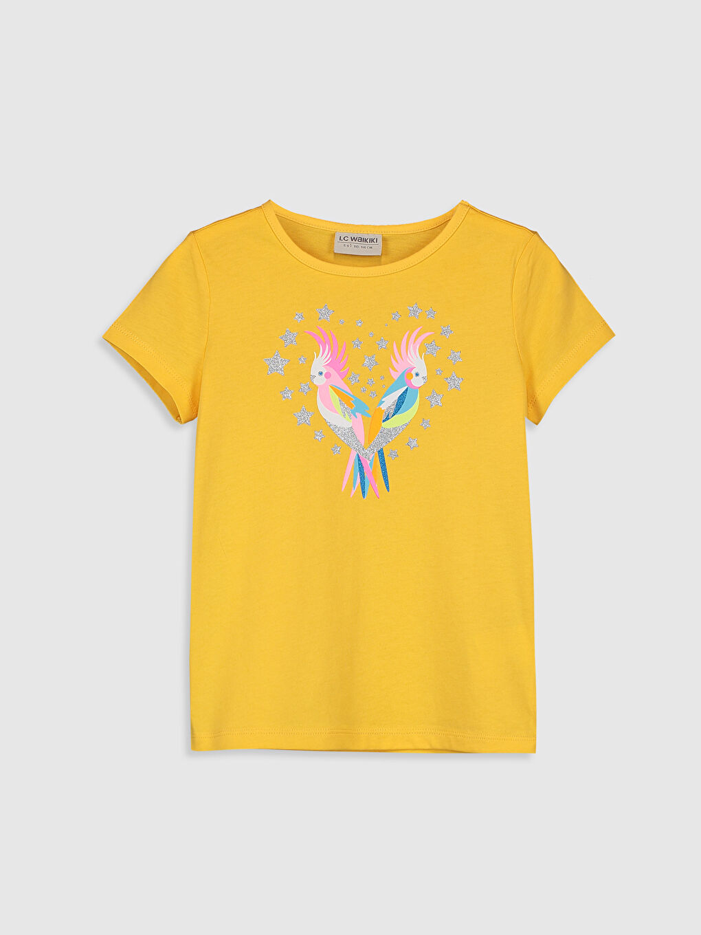 Sarı Bisiklet Yaka Kısa Kollu Kız Çocuk Tişört