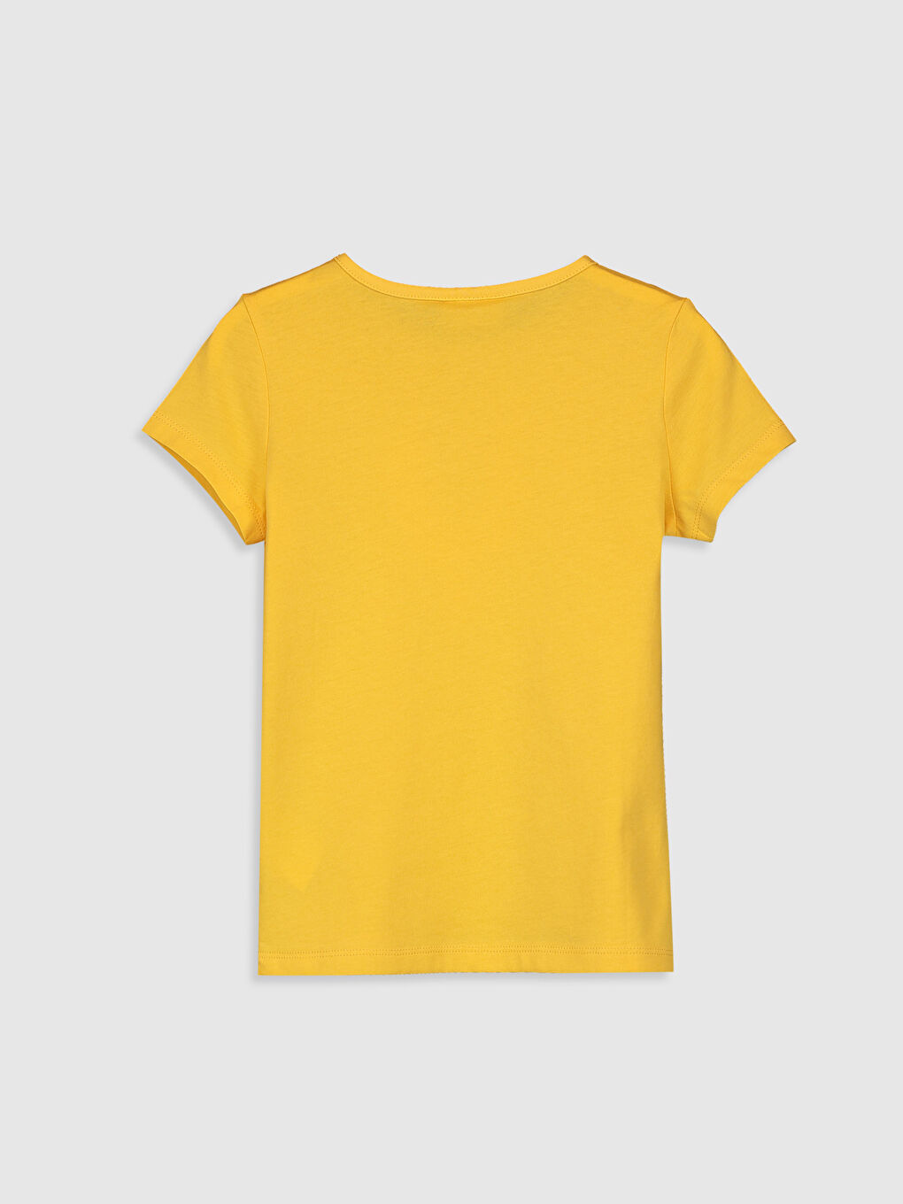 Sarı Bisiklet Yaka Kısa Kollu Kız Çocuk Tişört-1