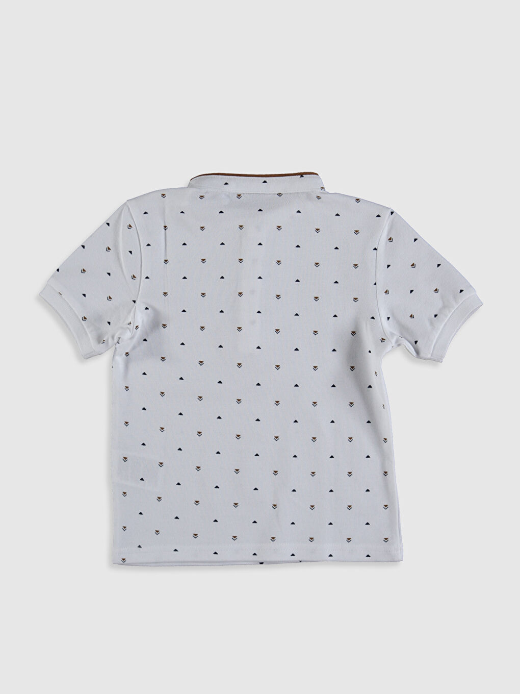 Beyaz Hakim Yaka Kısa Kollu Erkek Çocuk Tişört-1