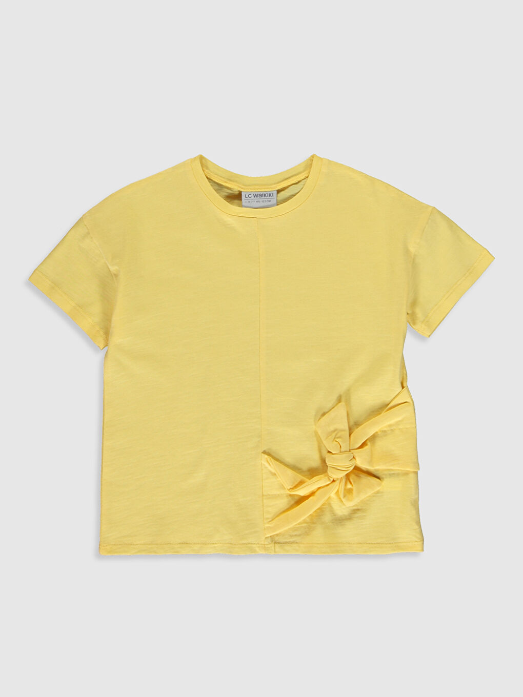 Sarı Bisiklet Yaka Kısa Kollu Kız Çocuk Tişört