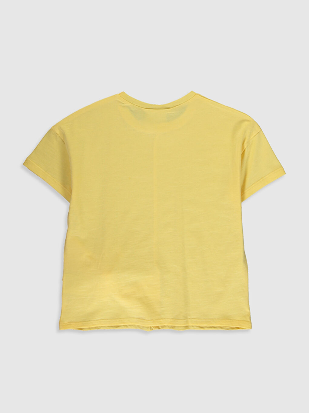 Sarı Bisiklet Yaka Kısa Kollu Kız Çocuk Tişört-1