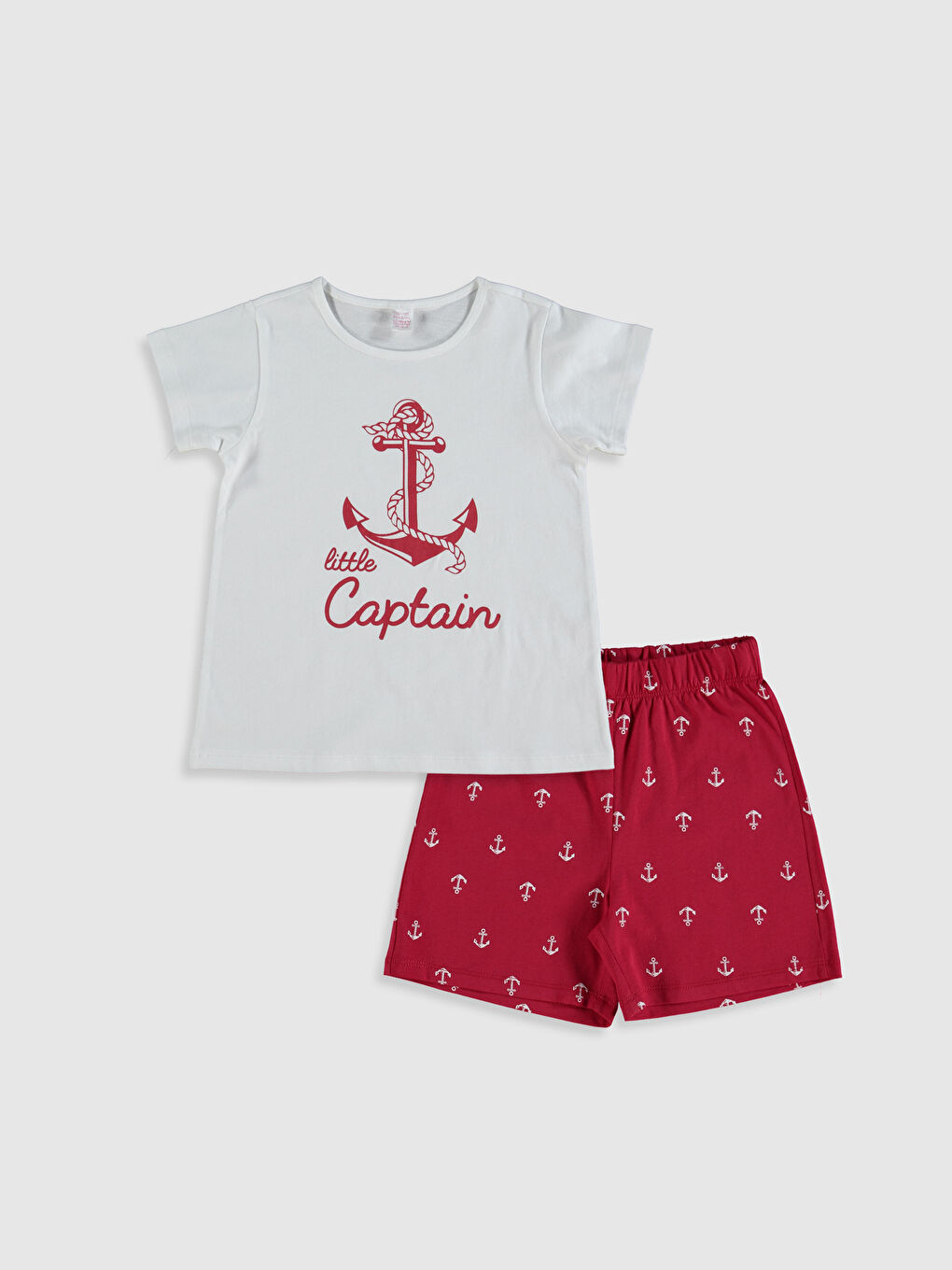 Beyaz Bisiklet Yaka Kısa Kollu Kız Çocuk Pijama Takım