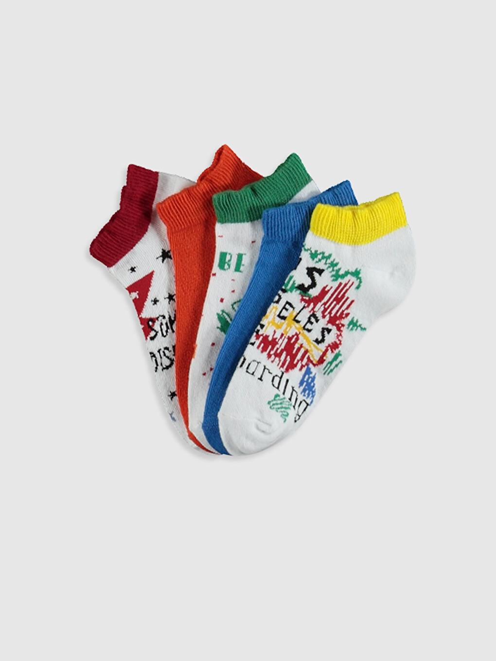 Patterned Boys Trainer Socks 5 Pack