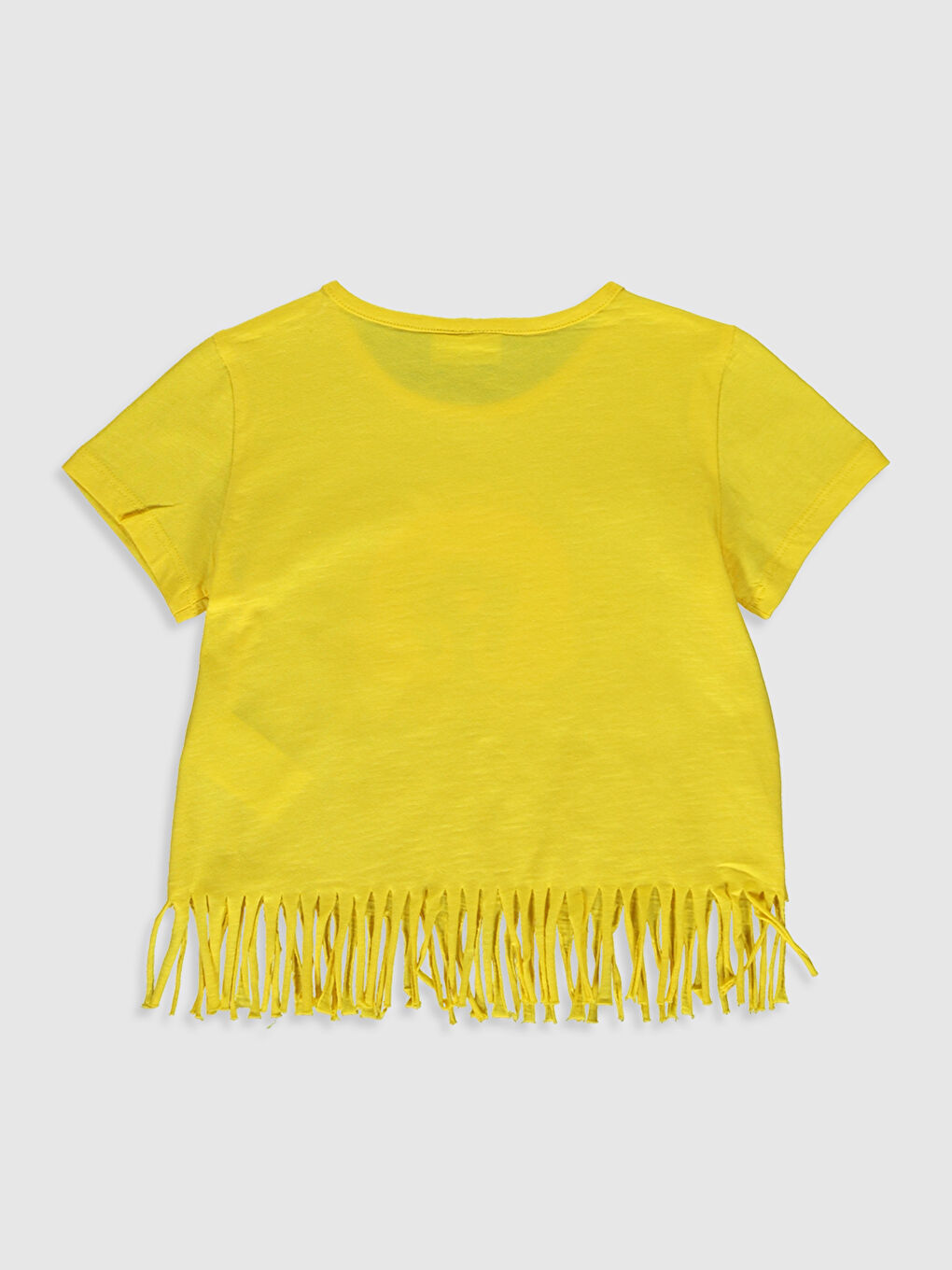 Sarı Bisiklet Yaka Kısa Kollu Kız Çocuk Tişört-1