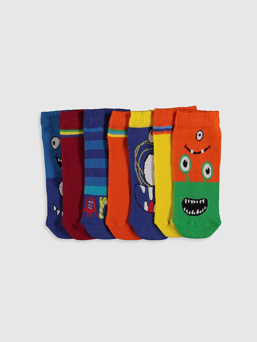 Karışık Desenli Erkek Çocuk Patik Çorap 7'li