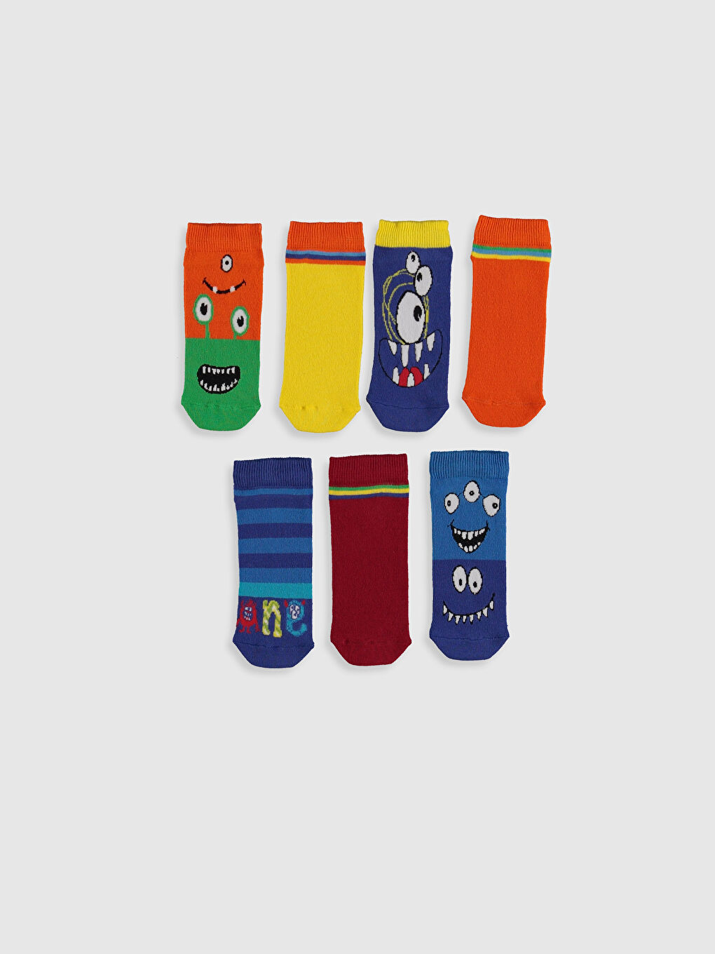 Karışık Desenli Erkek Çocuk Patik Çorap 7'li-1