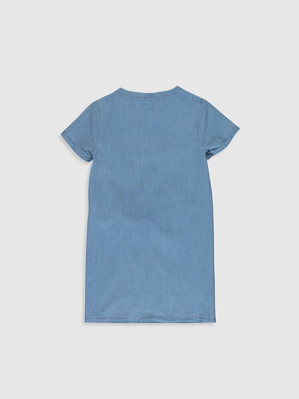 İndigo Hakim Yaka Kısa Kollu Kız Çocuk Jean Elbise-1