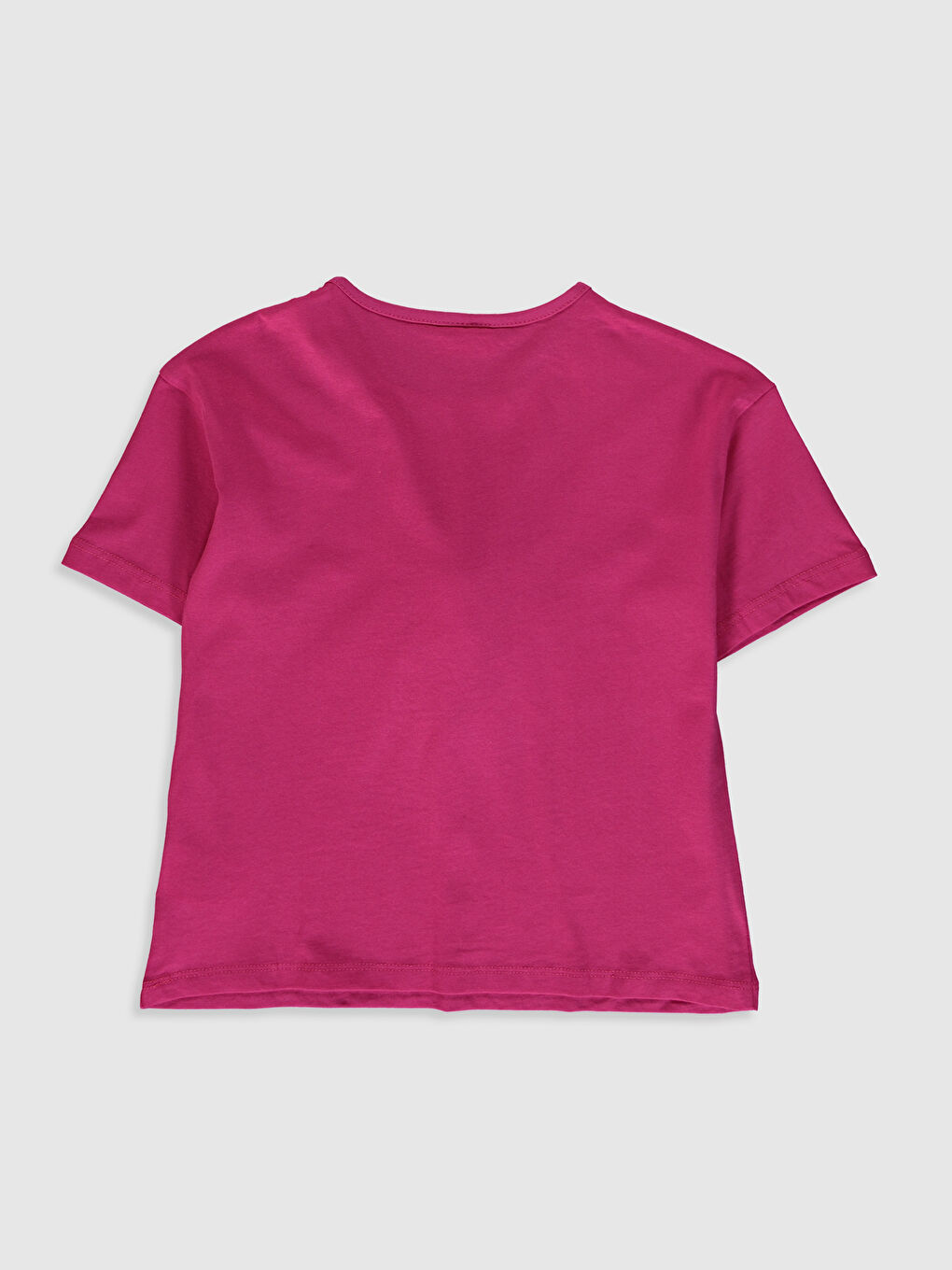 Fuşya Bisiklet Yaka Kısa Kollu Kız Çocuk Tişört-1